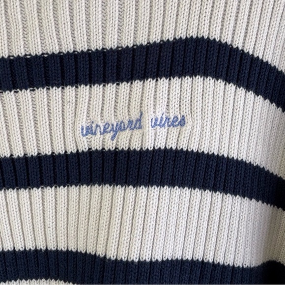 Vineyard Vines Ribbed Blue and White Striped Sweater Embroidered details Medium - Picture 6 of 7